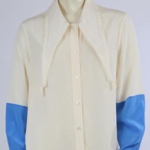 Tory Burch -embroidered collar silk shirt NWT